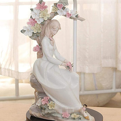 Garden Ornaments Decor Statue Outdoor,Abstract Unique Statue Sculpture Creative Statues and Sculptures Outdoor Decor for Garden,Handicraft Porcelain Girl Statue Ceramic Palace Woman Figure
