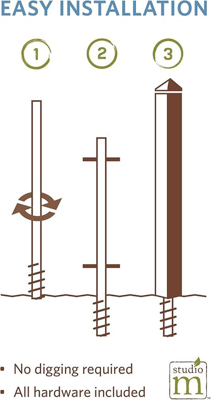 Studio M Art Pole, PVC Weather Resistant Pole with Vinyl Bowl 16 inches Tall Outdoor Decoration for Gardens, Patios, Yards, Landscaping and Birding Accessories, Love Grows Here