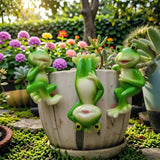 3 Pieces of Outdoor Courtyard Climbing Frog Statue Decoration, Outdoor Fairy Garden Resin Crafts, Flower Pot Landscape Frog, Miniature Landscape Pendant Accessories