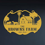 Personalized Metal Farm Ranch Sign, Customized Family Last Name, Large Decor, Outdoor Art, Welcome Sign, Black, 12" - 14" - 16" - 20" - 24" - 27" - 32" - 39