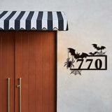 Personalized Gothic House Number metal Signs,Custom Address Number Metal Wall Art Decor,Black Plaques Outdoor wall Decorative Signage,Shed(8-30 Inches) (Spider C)