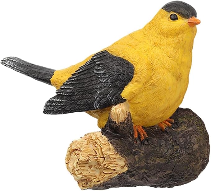 Bird Model Resin Bird Figurine Tropical Tree Hanging Ornaments Animal Bird Statue for Wedding Garden Fence Porch Decoration - Yellow
