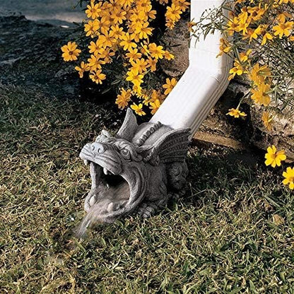 Design Toscano Roland the Gothic Gargoyle Gutter Guardian Rain Downspout Extension Outdoor Statue, 10 Inch Long, Cast Stone Resin, Grey Stone Finish