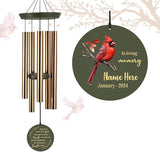 36inch Memorial Wind Chimes, Personalized Wind Chimes, Memorial Gifts, in Loving Memory for Loss of Loved Dad/Mom, Wind Chime Cardinal for Condolences/Funeral Outside (Produced in USA)
