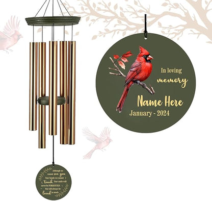 36inch Memorial Wind Chimes, Personalized Wind Chimes, Memorial Gifts, in Loving Memory for Loss of Loved Dad/Mom, Wind Chime Cardinal for Condolences/Funeral Outside (Produced in USA)