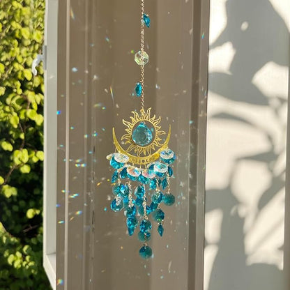 Crystal Suncatcher, Suncatchers for Windows Hanging, Sun Catchers Indoor Window, Unique Crystal Wind Chimes for Indoor & Outdoor Decoration, Gift for Sutffers Home Decor (Blue)