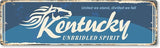 SmartSign 4 x 14 inch Kentucky State Vintage Metal Sign “United We Stand - Unbridled Spirit”, 40 mil Rustproof Aluminum with Clear Overcoat, Retro Wall Décor, Multicolor, Made in USA