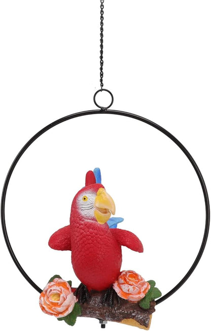 Garden Statues Hanging Iron Ring Parrots, Hanging Parrots Statue Model Crafts Hanging Bird Rings Perch Statue for Patio Home and Garden Lawn Office Home Indoor Outdoor Tree Decorations