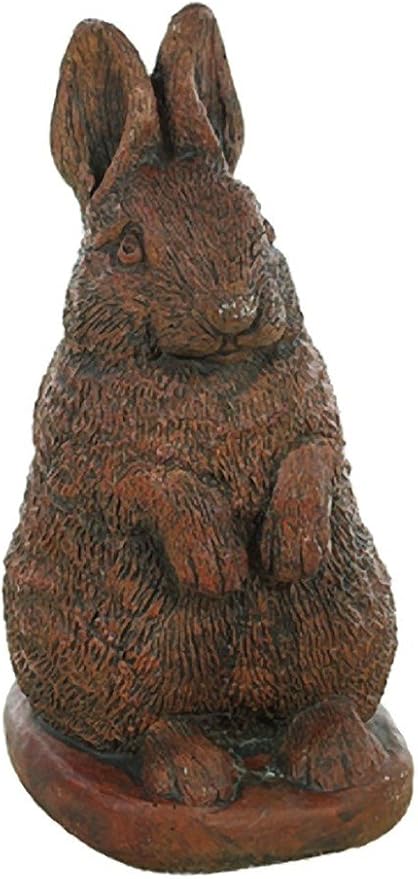 Fat Bunny Stone Garden Statue 18in Tall Walnut Color