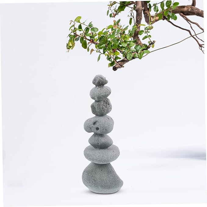 Mipcase Zen Garden Stone Decoration Fake Rock Ornament for Living Decor for Outdoor Garden Flower Pot Landscaping and Fish Tank Micro Landscape Light Grey