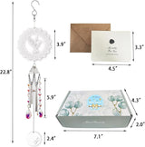 Hourwof Memorial Wind Chimes for Outside,Decorative Wind Chime with Wind Spinner for Garden Patio Yard,Crystal Suncatcher Windchime,Housewarming Gift,Hummingbird