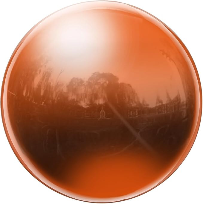 uxcell Gazing Ball 3 Inch 76mm Reflective Sphere Polished Hollow Ball, Stainless Steel Gazing Globe Mirror Ball for Home Garden Outdoor Decoration, Orange