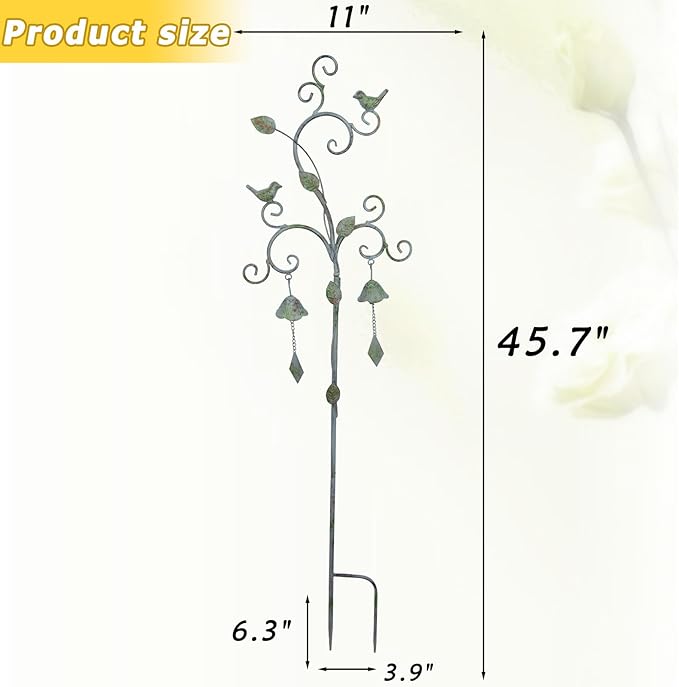 Garden Decor for Outside with Bells,Wind Chime Decorative Outdoor Yard Art, Metal Decorative Garden Stakes for Outside Garden,Flower Beds, Patio.