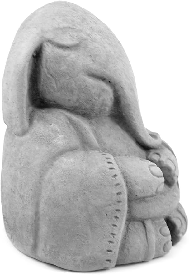 Modern Artisans Meditating Elephant - Cast Stone Garden Sculpture : Large Size, Grey Stone Finish
