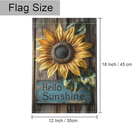 Gkyygk Welcome Garden Flag 12x18 Inch Hello Sunshine Sunflower Double Sided Small Burlap Banners Yard House Seasonal Farmhouse Home Decor for Men Women