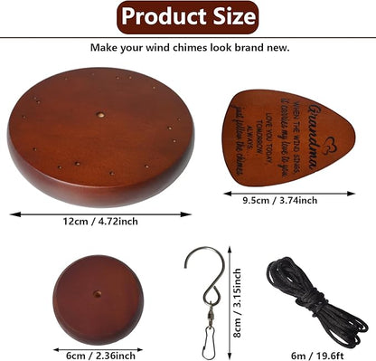 SPNKMJUJ Wind Chime Replacement Parts, 28 PCS Windchime Repair Kit Including Round Top, Clapper, Wind Catcher, 19.6FT Nylon Cord, DIY Wind Chime Supplies, Gift for Grandma