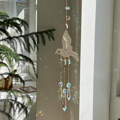 Rhinestones Hummingbirds Crystal Suncatcher Indoor Window Hanging Sparkling Bird Prism Sun Catchers