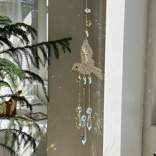 Rhinestones Hummingbirds Crystal Suncatcher Indoor Window Hanging Sparkling Bird Prism Sun Catchers