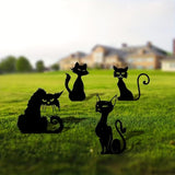 Metal Cat Garden Decor,Black Cat Silhouette Yard Lawn Outdoor Decorations,Weather Resistance Steel Cat Decor for Cat Lovers (C)