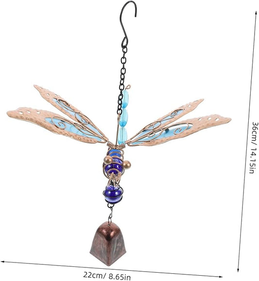 1pc Glow Dark Wind Chimes Dragonfly Design Metal Patio Ornament Outdoor Decor