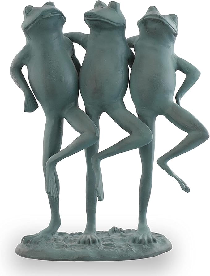 SPI Home Dancing Frog Trio Cast Aluminum Garden Sculpture 18.5 Inches High Outdoor Décor