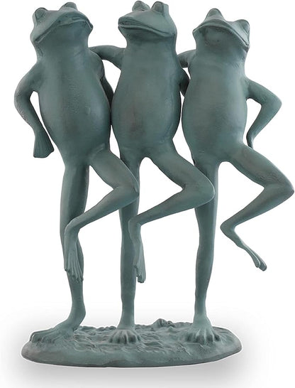 SPI Home Dancing Frog Trio Cast Aluminum Garden Sculpture 18.5 Inches High Outdoor Décor