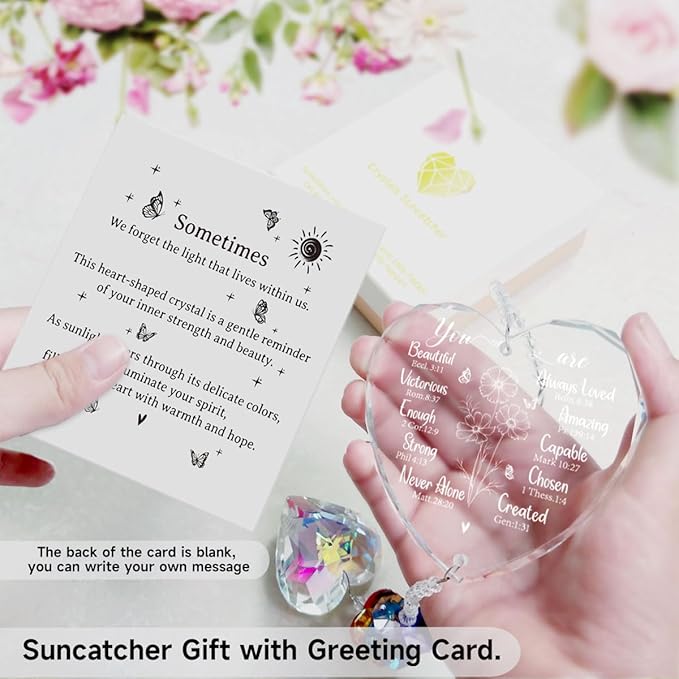 Christian Gifts for Women Birthday, Bible Verse Crystal Suncatcher Inspirational Gifts for Friends, Mom, Sister, Girl, Female Coworker, Christian - Religious Spiritual Gift, Thanksgiving, Christmas