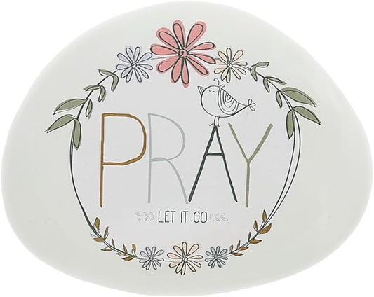 Pavilion Gift Company - Pray - 4" Garden Stone Outdoor Indoor Prayer Faith Religion Faithful Religious Ornamental Weatherproof Stone Home Garden Decor