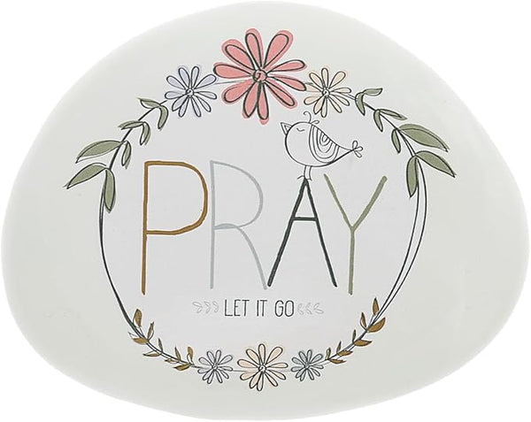 Pavilion Gift Company - Pray - 4" Garden Stone Outdoor Indoor Prayer Faith Religion Faithful Religious Ornamental Weatherproof Stone Home Garden Decor
