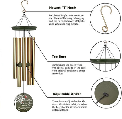 Personalized Sympathy Wind Chime, Condolence Gifts Wind Chimes for Outside, Memorial Wind Chimes Outdoor Deep Tone Sympathy, Memorial Bereavement Gifts for Condolences/Funeral, Product in USA