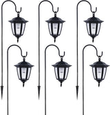 Dynaming 6 Pack Solar Hanging Lights Outdoor, Solar Powered Garden Decorative Lanterns with 6 x 38 Inch Shepherd Hooks, Waterproof Landscape Lighting for Lawn Patio Yard Pathway Driveway, Warm White