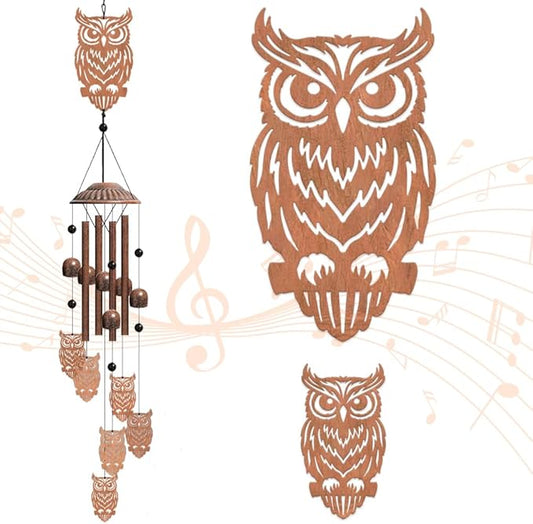 OLYCRAFT Owl Metal Wind Chimes Outdoors Wind Chime Sympathy Memorial Windchime Iron Windchime Memorial Presents Hanging Windbell for Patio Backyard Home Garden Pendant Decoration - 30 Inch