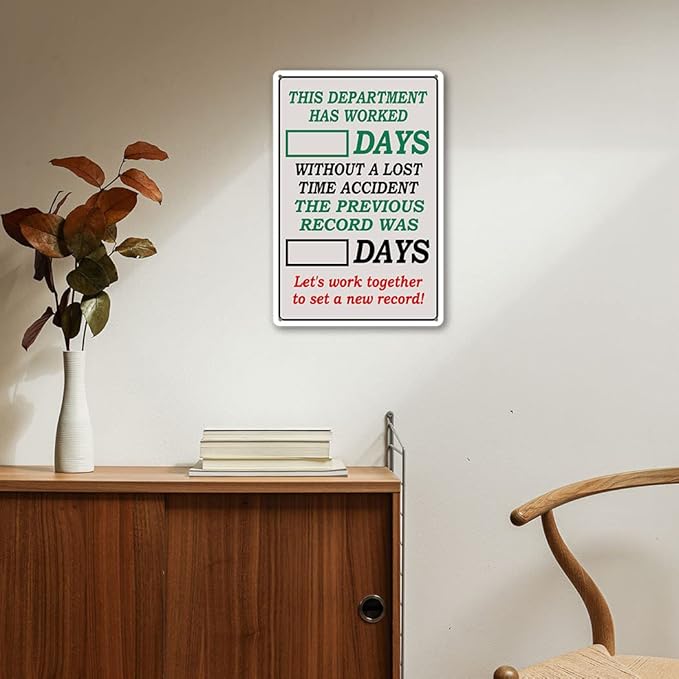Funny Yard Metal Signs Outdoor Warning Tin Sign Days Since Last Incident Days Without Accident Sign Day Counter Signs 8"x12"