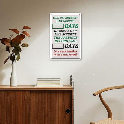 Funny Yard Metal Signs Outdoor Warning Tin Sign Days Since Last Incident Days Without Accident Sign Day Counter Signs 8"x12"