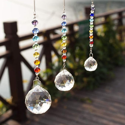 HDCRYSTALGIFTS Set 3 Crystal Prisms Suncatchers for Window Hanging Rainbow Maker Chakra Sun Catcher Indoor Window Christmas Decorations Memorial Sympathy Gifts for Loss of Loved One