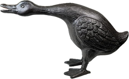 Vintage Cast Iron Goose Statue (18" Tall) - Handcrafted Feather Details, Realistic Garden Lawn Decor, Heavy Duty Outdoor Sculpture HC3267
