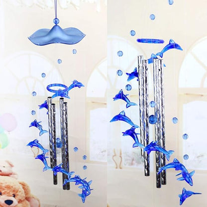 Blue Acrylic Dolphin Wind Chimes Decoration for Ourdoor & Indoor, Garden, Yark, Patio and Home Decor, Wind Chime Bell Hanging Ornament Gift for Friends, Festival and Party, Housewarming