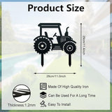 WADORN Tractor Decorative Silhouette Garden Stakes, Metal Tractor Car Stakes Statues Ornaments Lovers Gifts Yard Art Black Silhouette Yard Outside Decor for Backyard Patio, 11x11.4 Inch