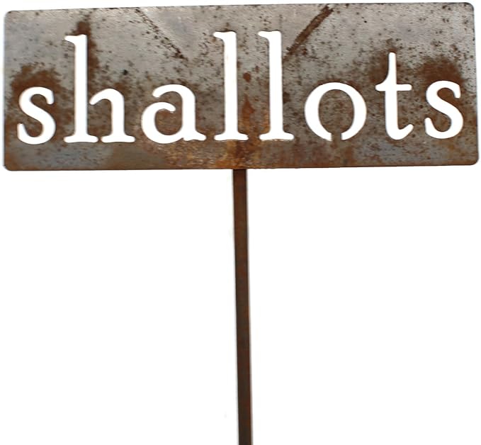 Classic Metal Garden Markers 19 Inches Tall (shallots, Naturally Rusted)