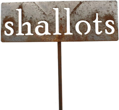 Classic Metal Garden Markers 19 Inches Tall (shallots, Naturally Rusted)
