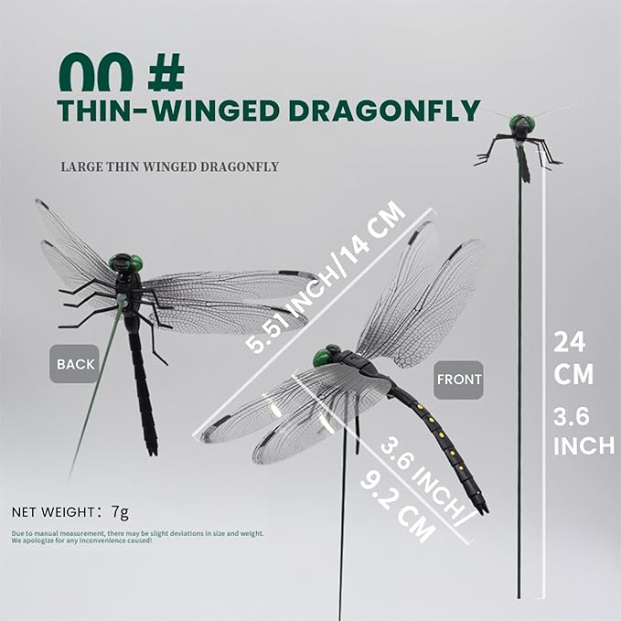 2026 New 40 Pcs Dragon Fly Clips for Bugs Repellent, 3D Artificial Dragonfly Hat Clip, Dragonfly Garden Decor (30PCS)