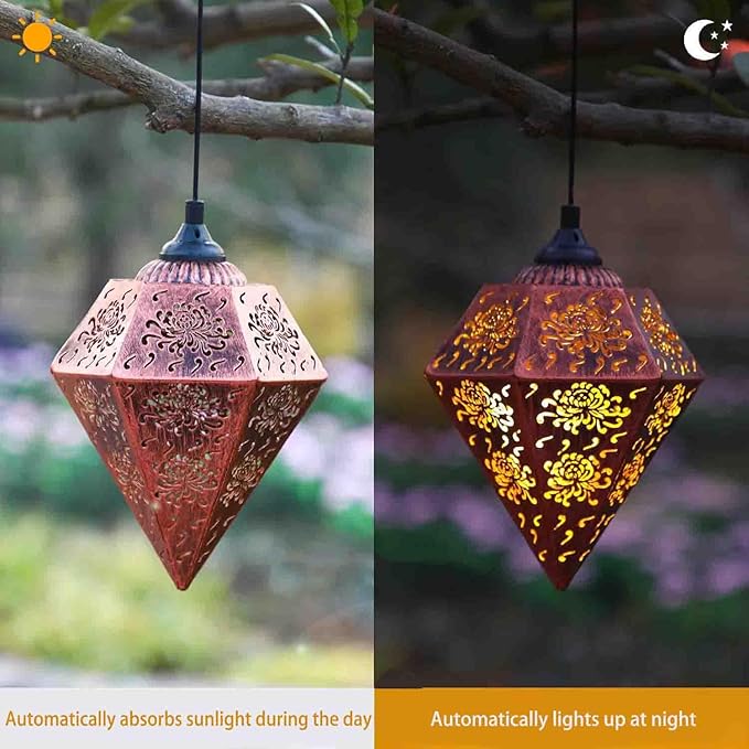 2 Pack Solar Wind Chimes for Outside, 43" Chrysanthemum Hanging Wind Chime Lantern with Wire, Deep Tone Memorial Wind Chime Decoration for Home, Patio, Garden, Yard, Multicolour Wind Chimes Gifts