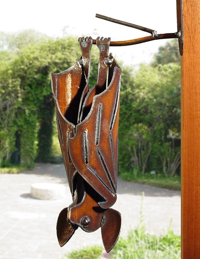 Modern Artisans Hanging Garden Bat, American Handmade: Closed Wings, Facing Left