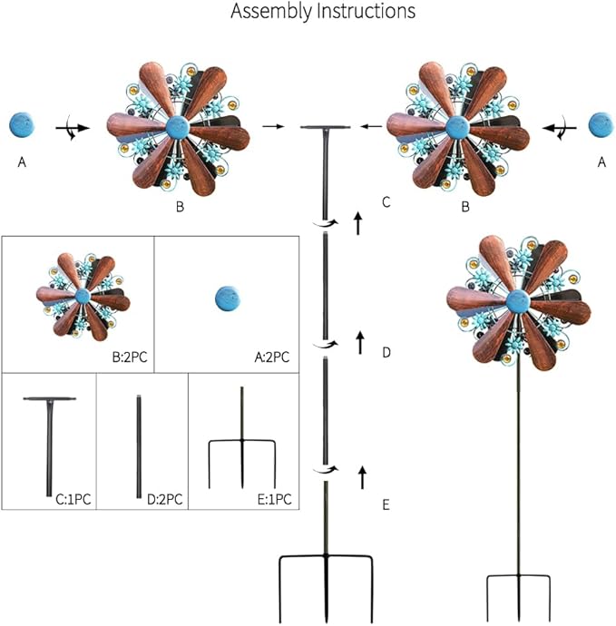 WENYLE Wind Spinners Outdoor Metal Large 360 Degrees Kinetic Wind Sculptures& Spinners Yard Art Outdoor Garden Decor