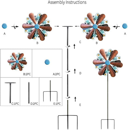WENYLE Wind Spinners Outdoor Metal Large 360 Degrees Kinetic Wind Sculptures& Spinners Yard Art Outdoor Garden Decor