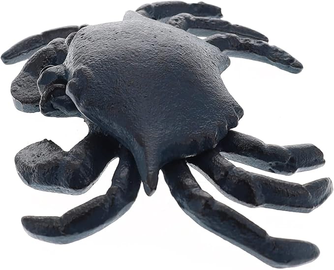 Top Brass Blue Crab Key Hider Figurine - Cast Iron with Secret Compartment - Indoor Trinket Box/Outdoor Garden Statue