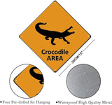 Crocodile Crossing Sign Caution CrocodileXing Sign Street Sign Wildlife Novelty Road Fence Wall Decor Warning Metal Tin Sign For Indoor Outdoor 15x15in