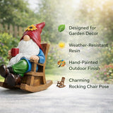 Outdoor Garden Gnome Statue Decoration- Funny drinking coffee Gnome Figurine Ornament for Indoor Outdoor Home Patio Yard Lawn - Lucky Gnome Unique Mom Birthday Gifts - Best Garden Gifts for Day