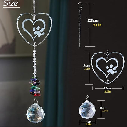 Pet Memorial Suncatcher with Paw Print,Dog Memorial Gifts for Loss of Dog,Pet Loss, Thoughtful Dogs,Sympathy Gift for Loss of Dog Cat,Rainbow Bridge Maker for Windows, Room, Outdoor Garden,Home Decor