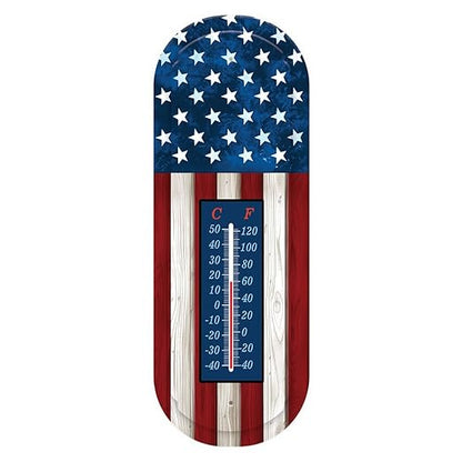 Briarwood Lane Wooden Flag Metal Thermometer